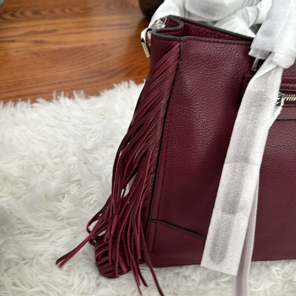 Rebecca Minkoff cranberry leather handbag with long leather strap. NWT - Picture 5 of 7